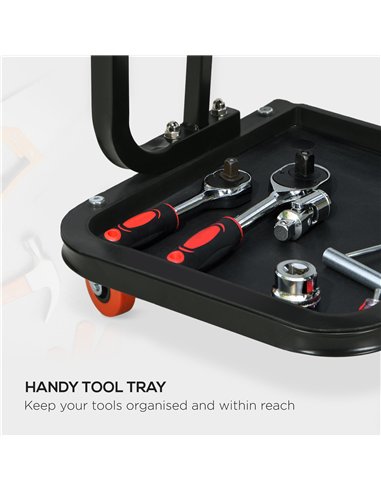 HOMCOM Workshop Stool, Rolling Mechanic Stool with 360 Degree Swivel, Padded Seat, Tool Tray, for Garage, Workshop, Auto Repair,
