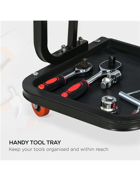 HOMCOM Workshop Stool, Rolling Mechanic Stool with 360 Degree Swivel, Padded Seat, Tool Tray, for Garage, Workshop, Auto Repair, - pic 132665 | FastDaddyshop
