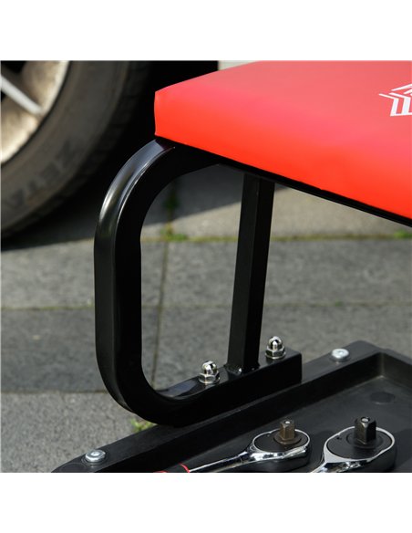 HOMCOM Workshop Stool, Rolling Mechanic Stool with 360 Degree Swivel, Padded Seat, Tool Tray, for Garage, Workshop, Auto Repair, - pic 132668 | FastDaddyshop