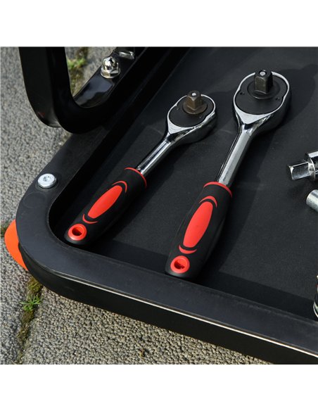 HOMCOM Workshop Stool, Rolling Mechanic Stool with 360 Degree Swivel, Padded Seat, Tool Tray, for Garage, Workshop, Auto Repair, - pic 132669 | FastDaddyshop