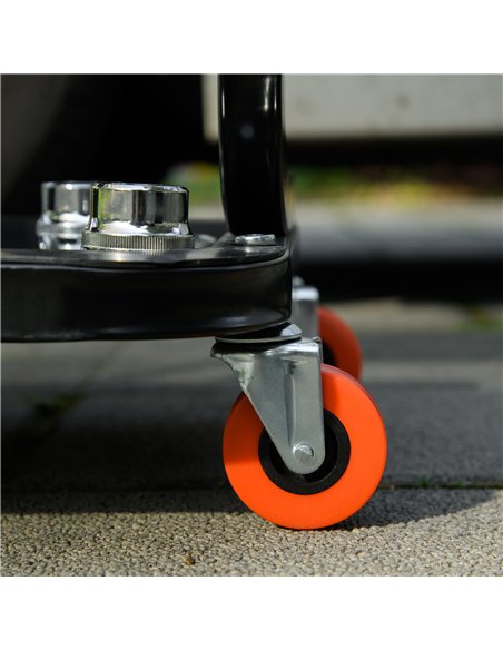 HOMCOM Workshop Stool, Rolling Mechanic Stool with 360 Degree Swivel, Padded Seat, Tool Tray, for Garage, Workshop, Auto Repair, - pic 132670 | FastDaddyshop