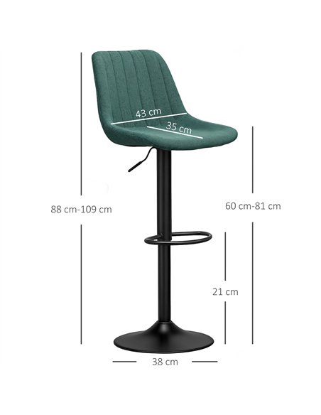 HOMCOM Set of Two Chenille-Feel Tub Bat Stools - Green - pic 132682 | FastDaddyshop