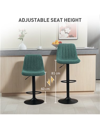 HOMCOM Set of Two Chenille-Feel Tub Bat Stools - Green