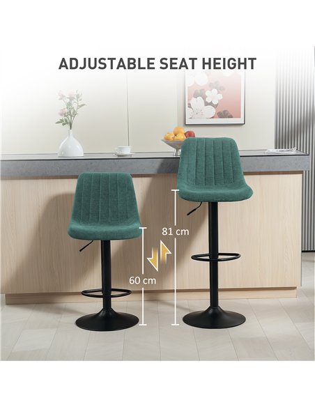 HOMCOM Set of Two Chenille-Feel Tub Bat Stools - Green - pic 132684 | FastDaddyshop
