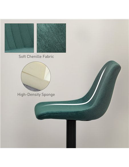 HOMCOM Set of Two Chenille-Feel Tub Bat Stools - Green - pic 132686 | FastDaddyshop