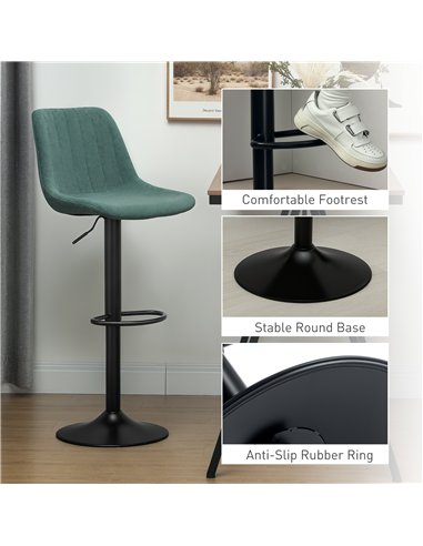 HOMCOM Set of Two Chenille-Feel Tub Bat Stools - Green
