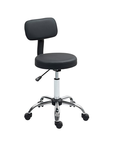 HOMCOM 360° Swivel Seat Salon Stool - Black - pic 132698 | FastDaddyshop