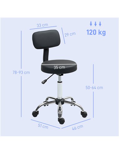 HOMCOM 360° Swivel Seat Salon Stool - Black