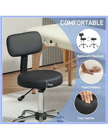 HOMCOM 360° Swivel Seat Salon Stool - Black