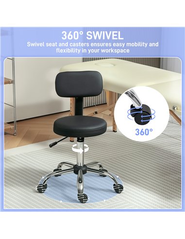 HOMCOM 360° Swivel Seat Salon Stool - Black