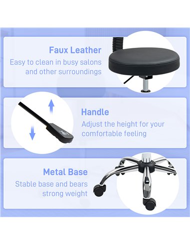 HOMCOM 360° Swivel Seat Salon Stool - Black