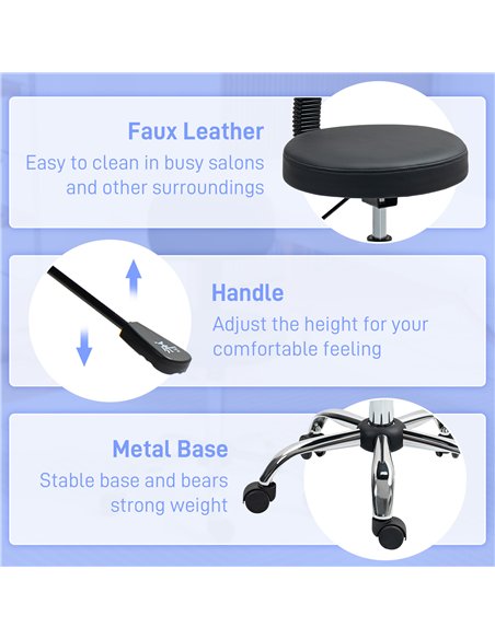 HOMCOM 360° Swivel Seat Salon Stool - Black - pic 132703 | FastDaddyshop