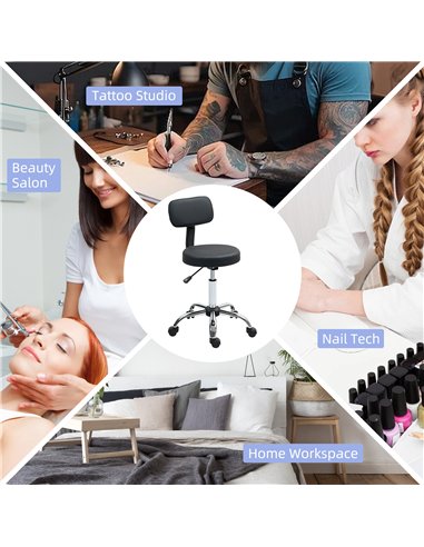 HOMCOM 360° Swivel Seat Salon Stool - Black
