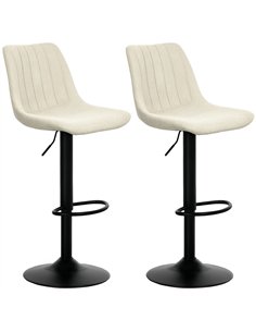HOMCOM Set of Two Chenille-Feel Tub Bat Stools - Beige
