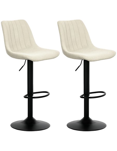 HOMCOM Set of Two Chenille-Feel Tub Bat Stools - Beige - pic 132707 | FastDaddyshop