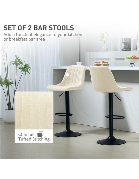 HOMCOM Set of Two Chenille-Feel Tub Bat Stools - Beige - pic 132710 | FastDaddyshop
