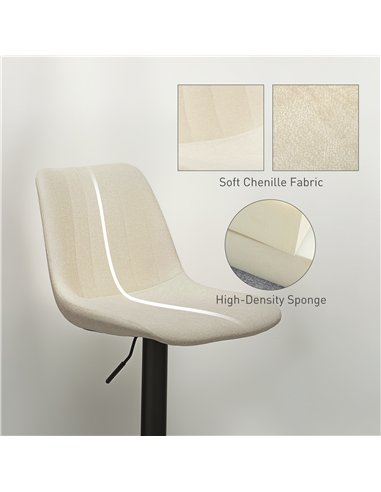 HOMCOM Set of Two Chenille-Feel Tub Bat Stools - Beige