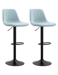 HOMCOM Set of Two Chenille-Feel Tub Bat Stools - Blue