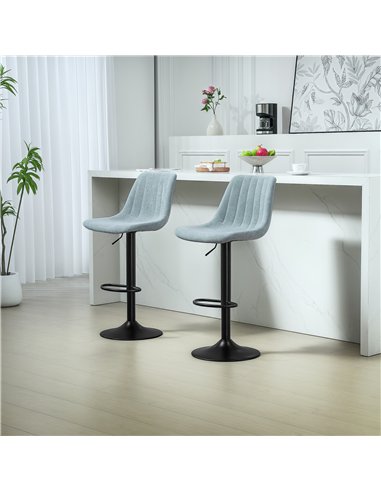 HOMCOM Set of Two Chenille-Feel Tub Bat Stools - Blue