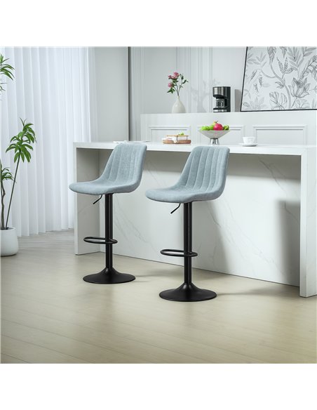 HOMCOM Set of Two Chenille-Feel Tub Bat Stools - Blue - pic 132717 | FastDaddyshop
