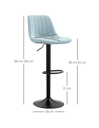 HOMCOM Set of Two Chenille-Feel Tub Bat Stools - Blue