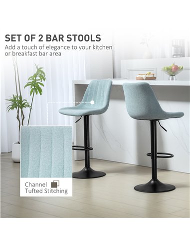 HOMCOM Set of Two Chenille-Feel Tub Bat Stools - Blue