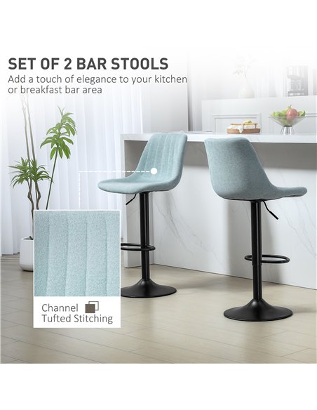 HOMCOM Set of Two Chenille-Feel Tub Bat Stools - Blue - pic 132719 | FastDaddyshop