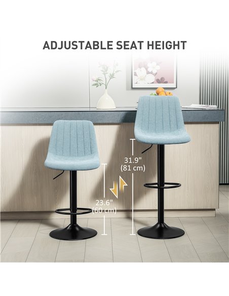 HOMCOM Set of Two Chenille-Feel Tub Bat Stools - Blue - pic 132720 | FastDaddyshop