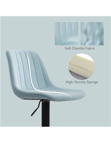 HOMCOM Set of Two Chenille-Feel Tub Bat Stools - Blue
