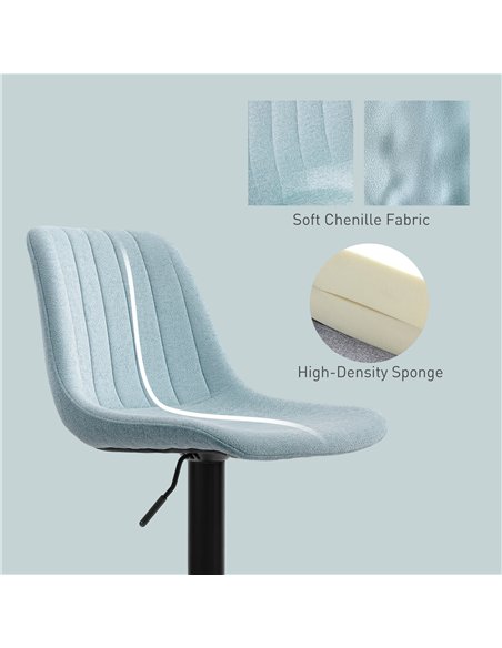 HOMCOM Set of Two Chenille-Feel Tub Bat Stools - Blue - pic 132722 | FastDaddyshop