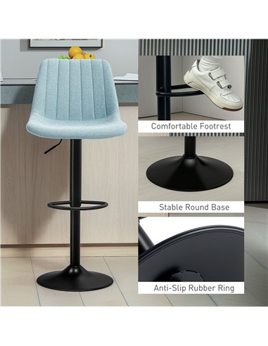 HOMCOM Set of Two Chenille-Feel Tub Bat Stools - Blue