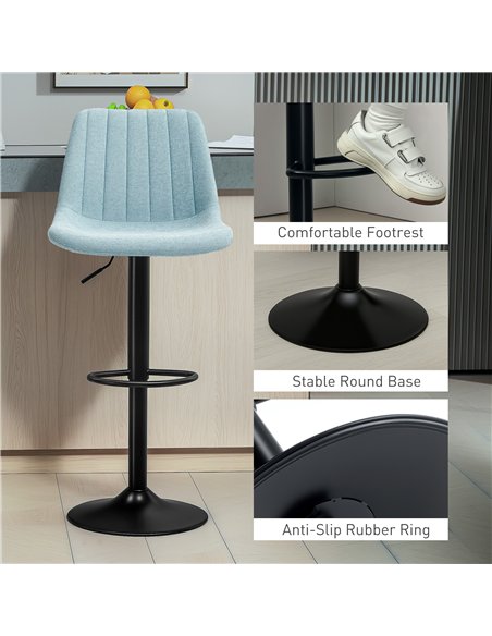 HOMCOM Set of Two Chenille-Feel Tub Bat Stools - Blue - pic 132723 | FastDaddyshop