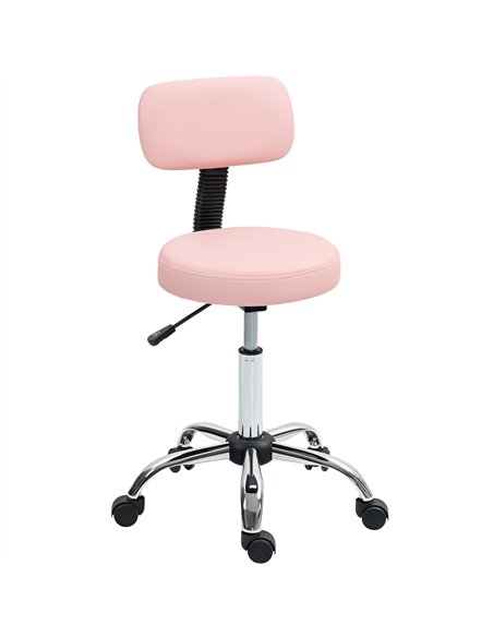 HOMCOM 360° Swivel Seat Salon Stool - Pink - pic 132725 | FastDaddyshop