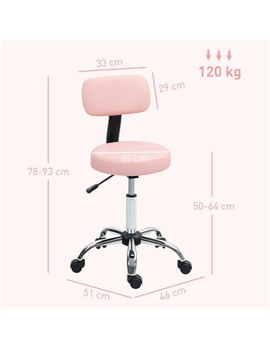HOMCOM 360° Swivel Seat Salon Stool - Pink