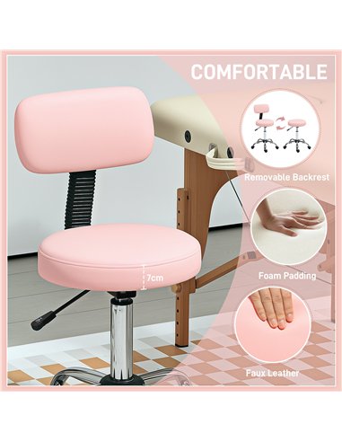 HOMCOM 360° Swivel Seat Salon Stool - Pink