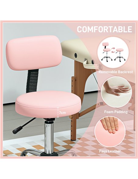 HOMCOM 360° Swivel Seat Salon Stool - Pink - pic 132728 | FastDaddyshop