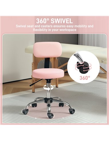 HOMCOM 360° Swivel Seat Salon Stool - Pink