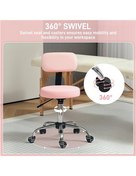 HOMCOM 360° Swivel Seat Salon Stool - Pink - pic 132729 | FastDaddyshop