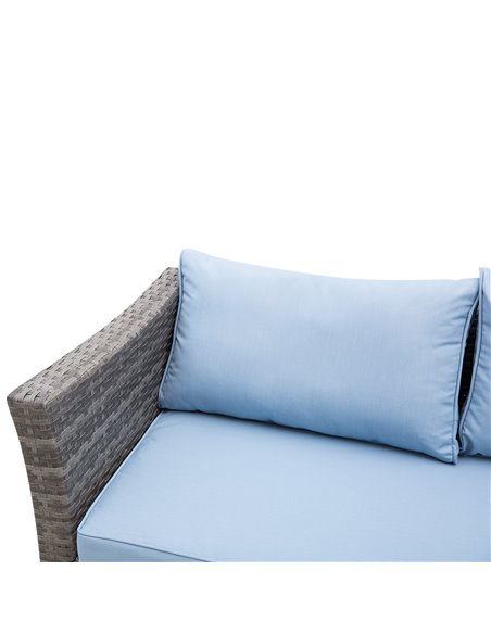 Outsunny 4-Seater Rattan Garden Furniture Corner Sofa Set w/ 2 Seats Footstool Square Glass Top Coffee Table Thick Blue Cushions - pic 13273 | FastDaddyshop