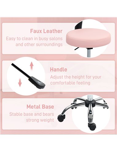 HOMCOM 360° Swivel Seat Salon Stool - Pink