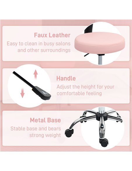 HOMCOM 360° Swivel Seat Salon Stool - Pink - pic 132730 | FastDaddyshop