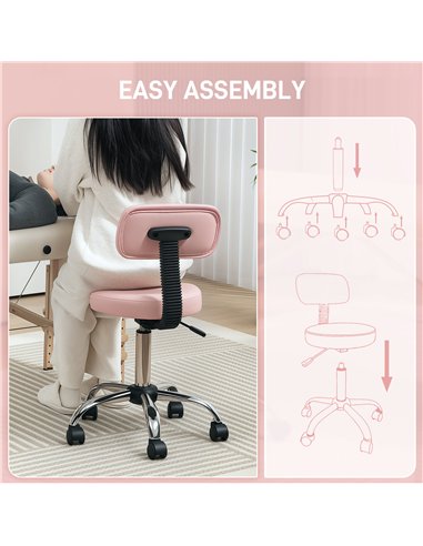 HOMCOM 360° Swivel Seat Salon Stool - Pink