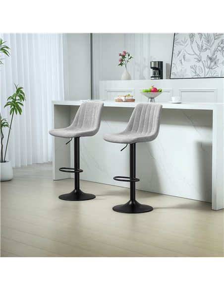 HOMCOM Set of Two Chenille-Feel Tub Bat Stools - Grey - pic 132735 | FastDaddyshop