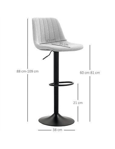 HOMCOM Set of Two Chenille-Feel Tub Bat Stools - Grey