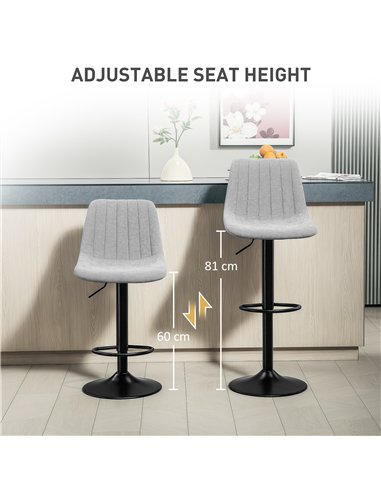 HOMCOM Set of Two Chenille-Feel Tub Bat Stools - Grey