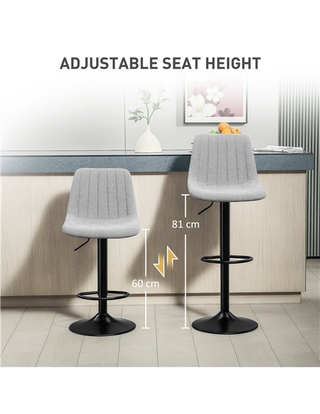HOMCOM Set of Two Chenille-Feel Tub Bat Stools - Grey - pic 132738 | FastDaddyshop