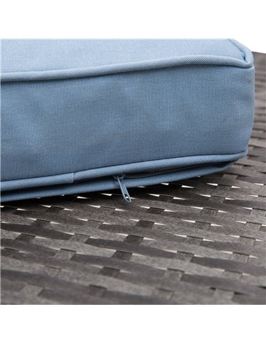 Outsunny 4-Seater Rattan Garden Furniture Corner Sofa Set w/ 2 Seats Footstool Square Glass Top Coffee Table Thick Blue Cushions