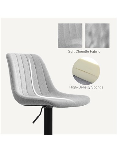 HOMCOM Set of Two Chenille-Feel Tub Bat Stools - Grey
