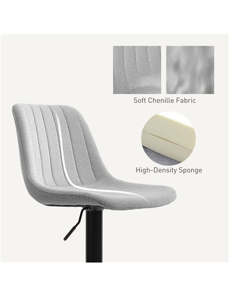 HOMCOM Set of Two Chenille-Feel Tub Bat Stools - Grey - pic 132740 | FastDaddyshop