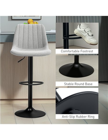 HOMCOM Set of Two Chenille-Feel Tub Bat Stools - Grey - pic 132741 | FastDaddyshop